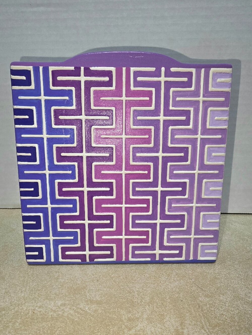 Color of Purple One of a kind Hand Painted Embossed Jonathan Adler Designed Vase